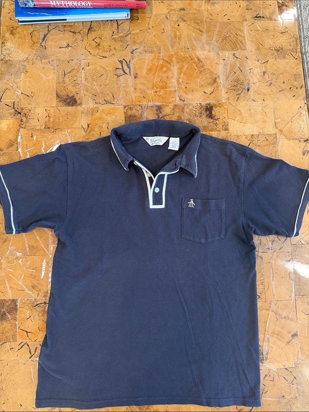 PENGUIN KIDS BY MUNSINGWEAR COTTON BLUE AND WHITE "THE EARL" POLO SIZE XL-18